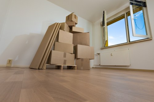 Careful unloading of boxes and furniture at a new home