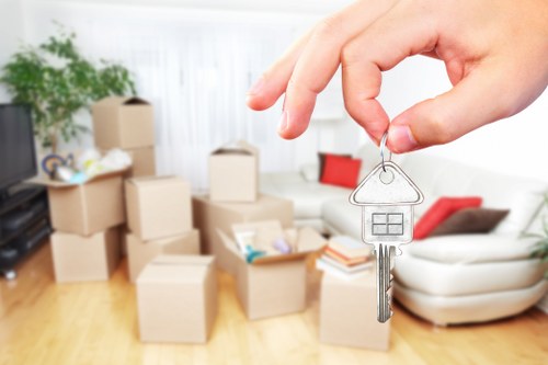 Careful unpacking of kitchen and household items in a new home