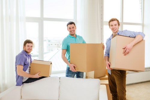 Packed household boxes prepared for a home relocation in Debeauvoirtown