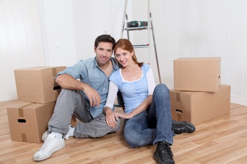 Packed boxes and household items prepared for transport