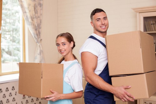 Professional packing materials and labeled boxes for relocation