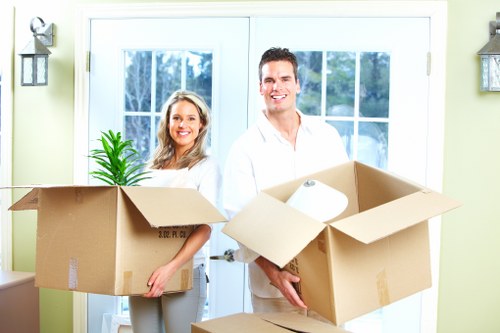Packed moving boxes and furniture for a Debeauvoirtown relocation